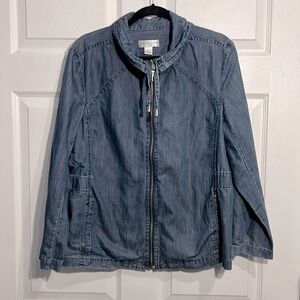 Christopher & Banks denim jacket with zipper - blue - Size Petite Large
